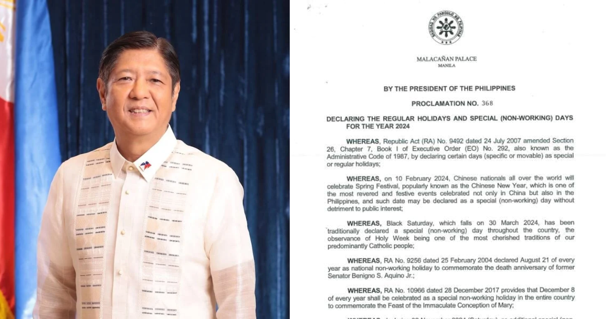 Listahan ng holidays sa 2024, inilabas na ng Palasyo